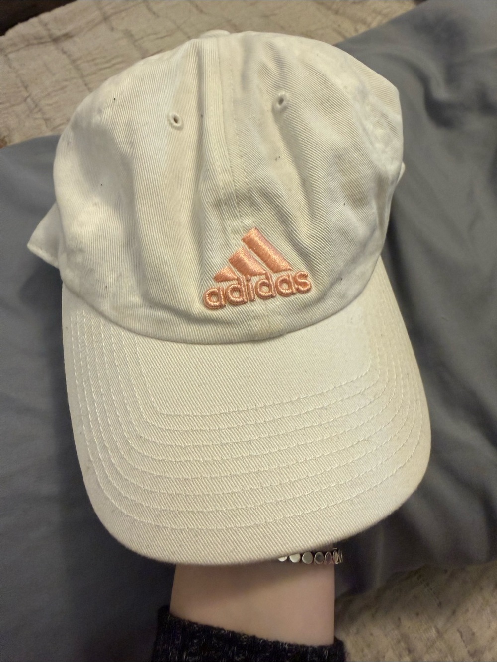 adidas Cream Cap with Peach Embroidered Logo